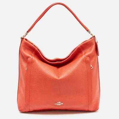 Pre-owned Coach Red Leather Large Scout Hobo