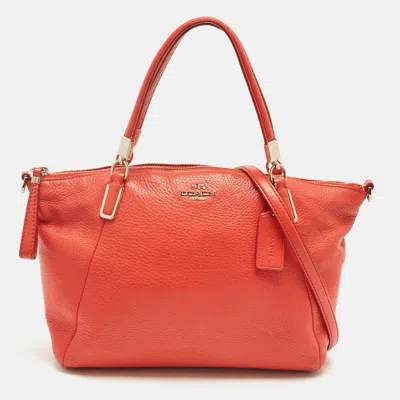 Coach Red Leather Small Kelsey Satchel In Orange