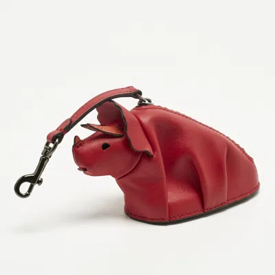 Pre-owned Coach Red/orange Leather Tricky Triceratops Dinosaur Coin Purse