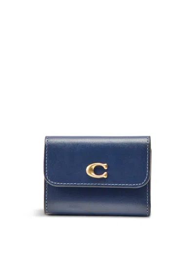 Coach Refined Calf Essential Card Holder Wallet Blue