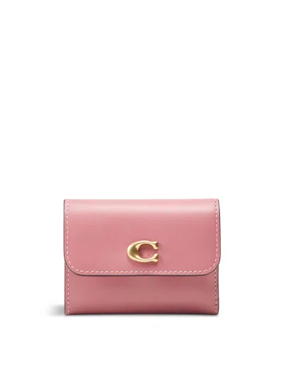 Coach Refined Calf Essential Card Holder Wallet Pink