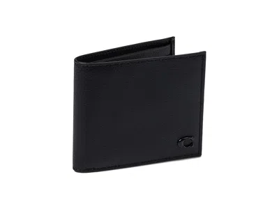 Coach Refined Double Bill In Pebble Leather W/ Sculpted C Hardware Branding Wallet Handbags Black: One Siz