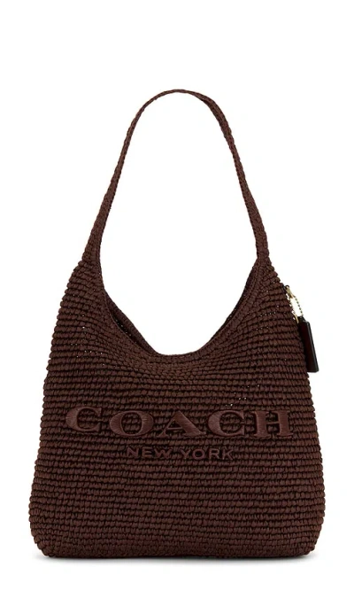 Coach Refined Weave Straw Brooklyn 28 In Brown