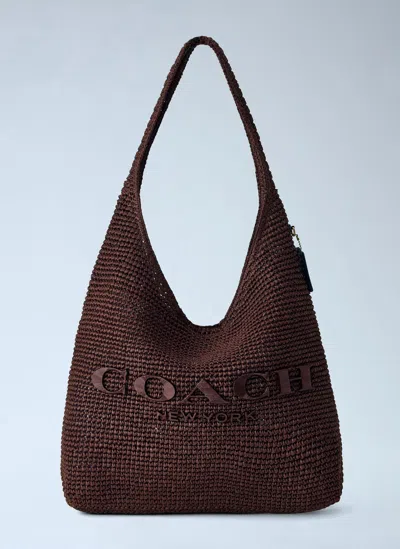 Coach Refined Weave Straw Brooklyn 28 In Maple
