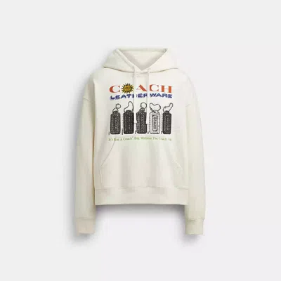Coach Relaxed Collage Hoodie In Organic Cotton In Cream Multi