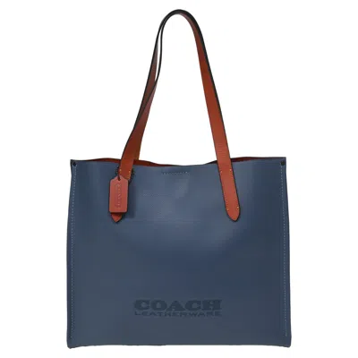 Coach Relay Tote Bag In Blue Leather
