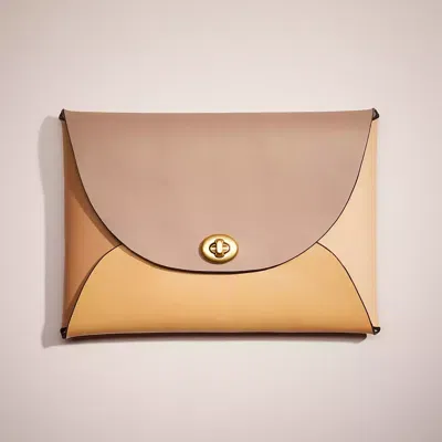 Coach Remade Colorblock Extra Large Pouch In Beige Multi