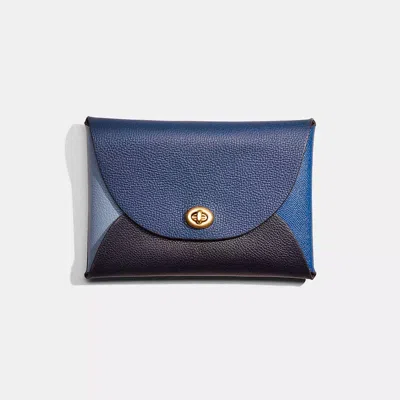 Coach Remade Colorblock Large Pouch In Blue/multi
