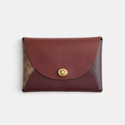 Coach Remade Colorblock Large Pouch In Brown