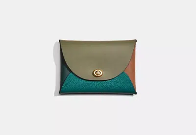 Coach Remade Colorblock Large Pouch In Green Multi