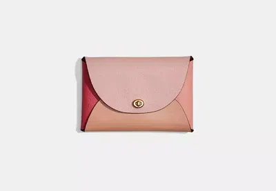 Coach Remade Colorblock Large Pouch In Pink Multi