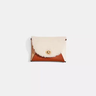 Coach Remade Colorblock Medium Signature Shearling Pouch In Beige Multi