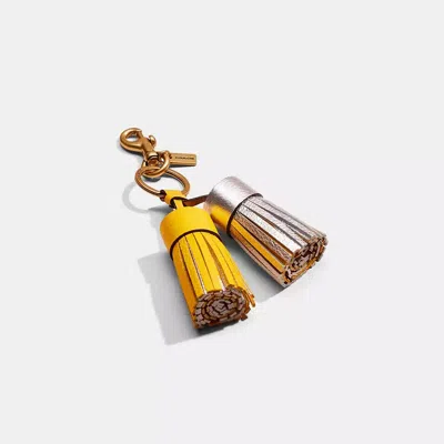 Coach Remade Colorblock Tassel Bag Charm In Yellow Multi