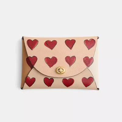 Coach Remade Large Pouch With Hand Painted Hearts In Multi