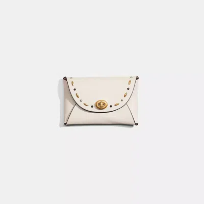 Coach Remade Medium Pouch With Prairie Rivets In Dove Grey