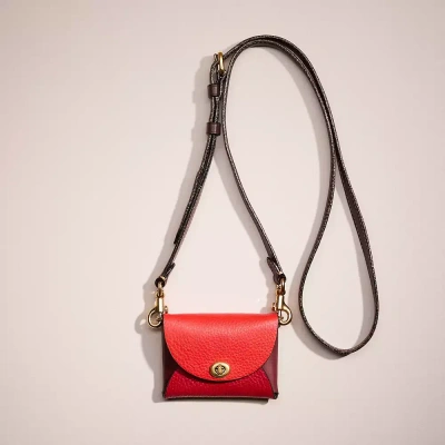 Coach Remade Small Colorblock Pouch Crossbody In Red