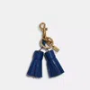Coach Remade Tassel Bag Charm In Blue