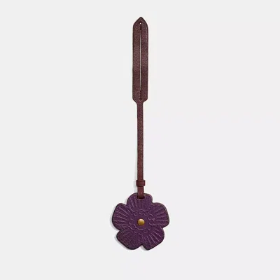 Coach Remade Tea Rose Bag Charm In Purple Multi