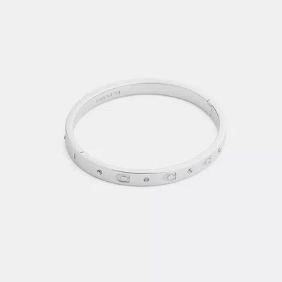 Coach Repeated C Hinged Bangle In Metallic