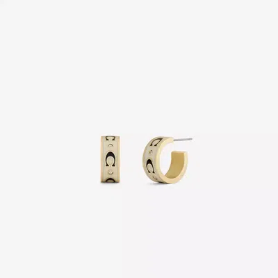 Coach Repeated C Huggie Earrings In Gold