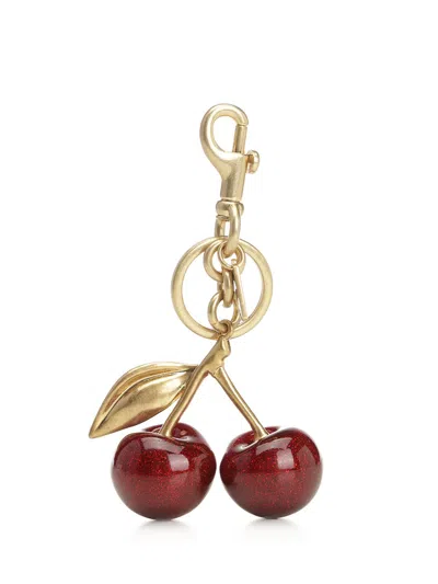 Coach Resin Cherry Bag Charm Keyrings Red In Gold
