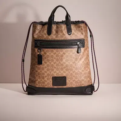 Coach Restored Academy Drawstring Backpack In Signature Canvas In Brown