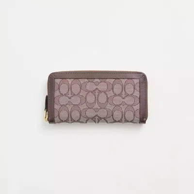 Coach Restored Accordion Zip Wallet In Signature Jacquard In Brass/oak Maple
