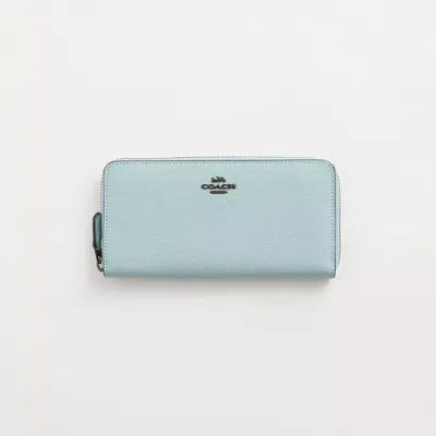 Coach Restored Accordion Zip Wallet In Pewter/aqua