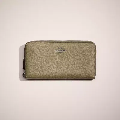Coach Restored Accordion Zip Wallet In Pewter/army Green