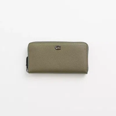 Coach Restored Accordion Zip Wallet In Pewter/army Green