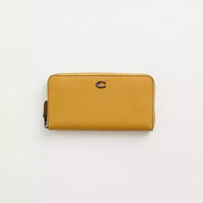 Coach Restored Accordion Zip Wallet In Pewter/flax