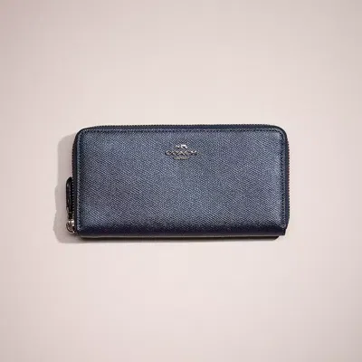 Coach Restored Accordion Zip Wallet In Silver/metallic Blue
