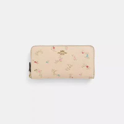 Coach Restored Accordion Zip Wallet With Antique Floral Print In Brass/ivory