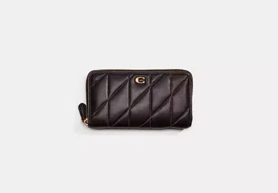Coach Restored Accordion Zip Wallet With Pillow Quilting In Brass/black
