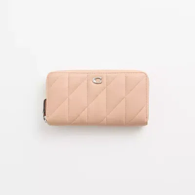 Coach Restored Accordion Zip Wallet With Pillow Quilting In Silver/buff
