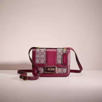 Coach Restored Alie Shoulder Bag 18 In Signature Jacquard With Snakeskin Detail In Brass/burgundy Blk Cherry