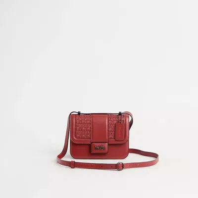 Coach Restored Alie Shoulder Bag 18 With Weaving In Pewter/red Sand