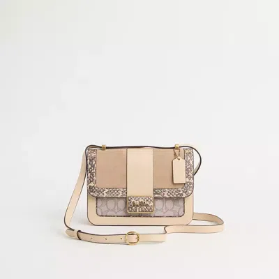 Coach Restored Alie Shoulder Bag In Signature Jacquard With Snakeskin Detail In Brass/stone Ivory