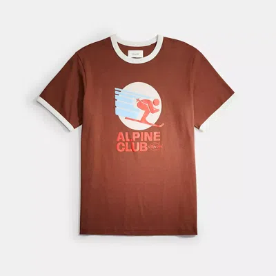 Coach Restored Alpine Club Boxy T Shirt In Organic Cotton In Dark Brown