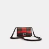 Coach Restored Bandit Crossbody With Plaid Print In Silver/sport Red Multi