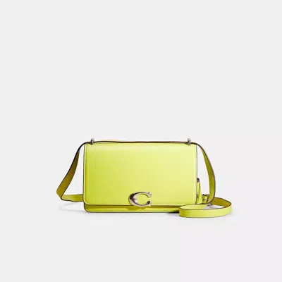 Coach Restored Bandit Shoulder Bag In Silver/neon Yellow