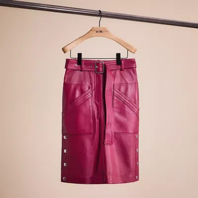 Coach Restored Belted Leather Skirt In Pink