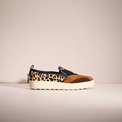 Coach Restored C115 Slip On Sneaker With Leopard Patchwork In Black/cedar/natural/espresso
