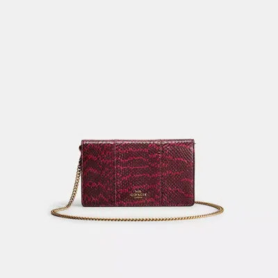 Coach Restored Callie Foldover Chain Clutch In Blocked Snakeskin In Brass/deep Red