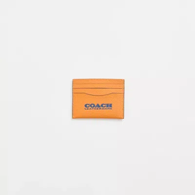 Coach Restored Card Case In Bright Mandarin/true Blue