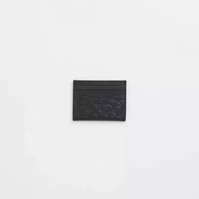 Coach Restored Card Case In Signature Leather In Black