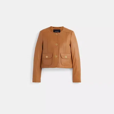 Coach Restored Cardi Leather Jacket In Orange