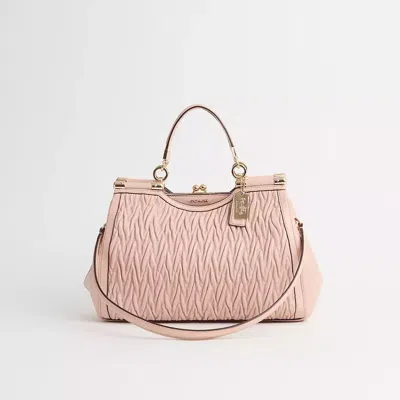 Coach Restored Carrie Satchel Bag In Gold/peach Rose