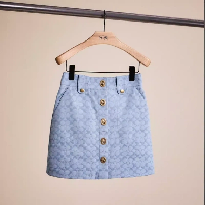 Coach Restored Chambray Mini Skirt In Sig C Chambray