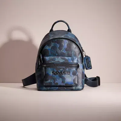 Coach Restored Charter Backpack 18 With Camo Print In Blue